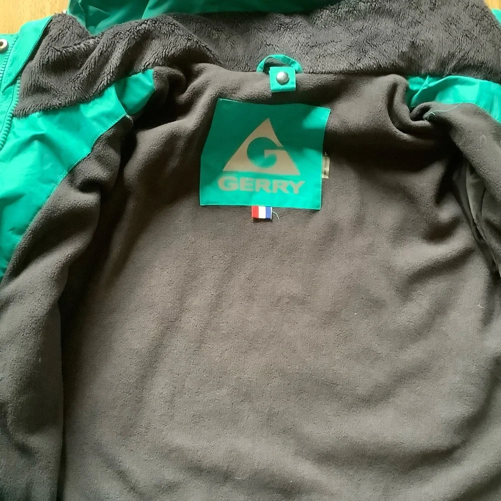 Gerry fleece lined winter jacket large green hiking outdoor coat parka size L